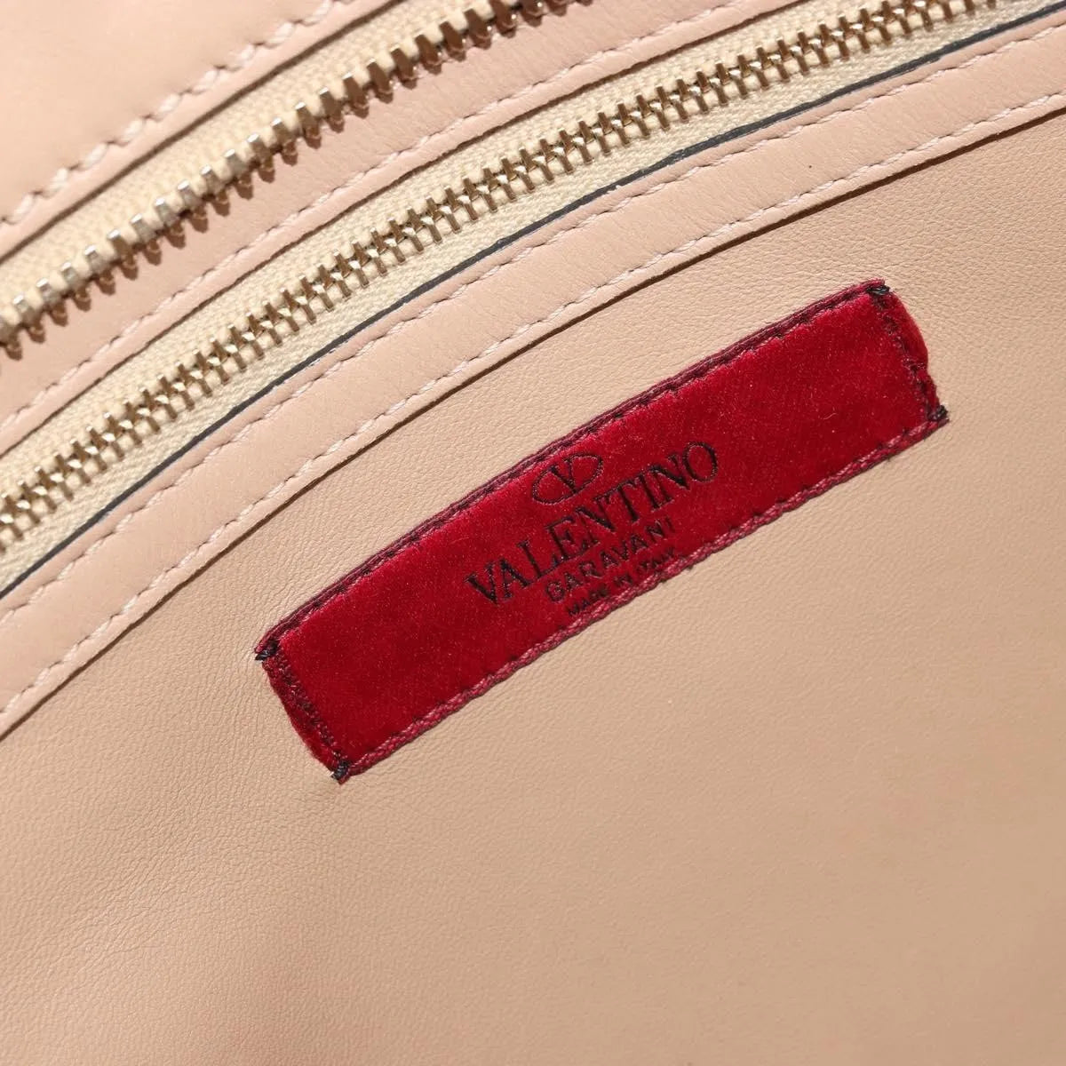 Valentino Garavani Convertible Zip Satchel Leather with Micro Rockstuds, Beige, Leather, Handbag