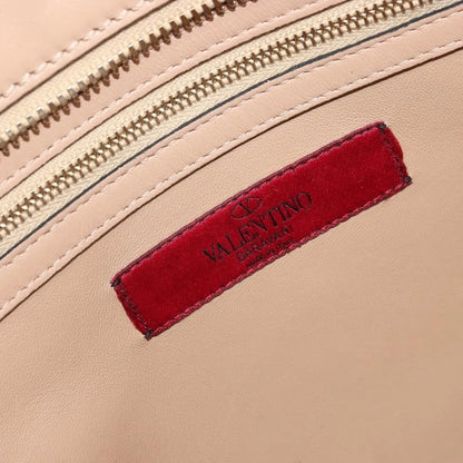 Valentino Garavani Convertible Zip Satchel Leather with Micro Rockstuds, Beige, Leather, Handbag