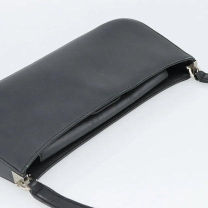 Salvatore Ferragamo Gancini Leather, Black, Leather, Shoulder Bag