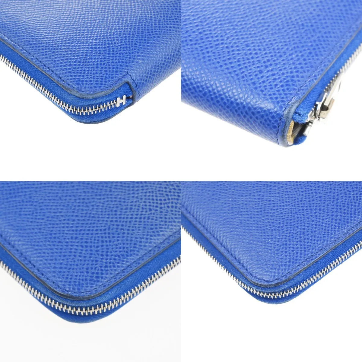 Hermes Azap Zip Around Silk'in Epsom, Blue, Leather, Wallet
