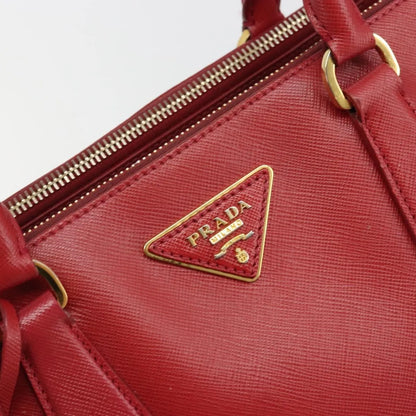 Prada Double Zip Lux Tote Saffiano Leather, Red, Leather, Handbag