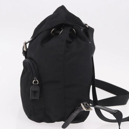 Prada Double Front Pocket Tessuto, Black, Nylon, Backpack