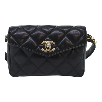 Chanel Vintage CC Waist Lambskin, Black, Leather, Shoulder Bag