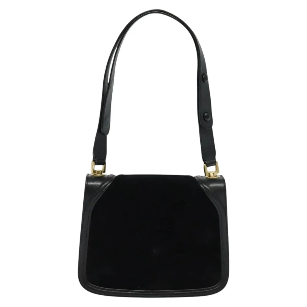 Salvatore Ferragamo Gancini Suede, Black, Suede, Shoulder Bag