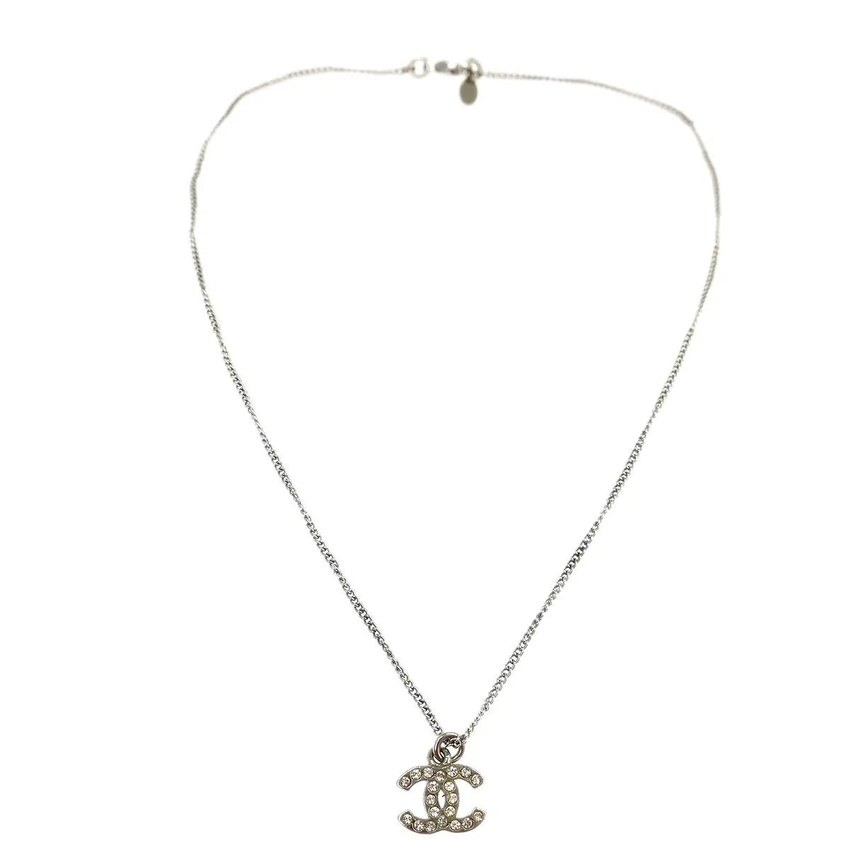 Chanel Rainbow CC Pendant Metal and Crystals, Silver, Silver Plated, Necklace