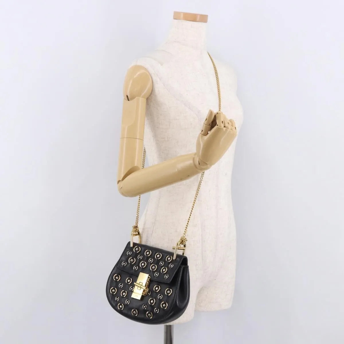 Chloe Drew Leather, Black, Leather, Shoulder Bag