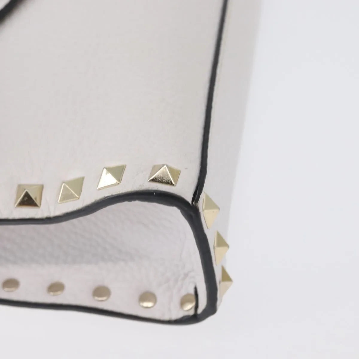 Valentino Garavani Rockstud Flip Lock Flap Leather, White_gold, Leather, Shoulder Bag