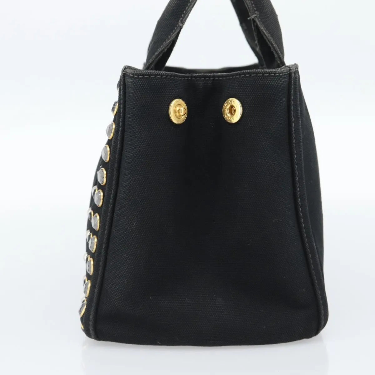 Prada Canapa Convertible Tote Rhinestone Embellished Canvas, Black, Canvas, Handbag