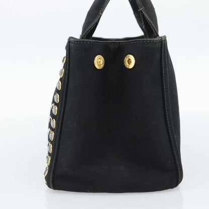 Prada Canapa Convertible Tote Rhinestone Embellished Canvas, Black, Canvas, Handbag