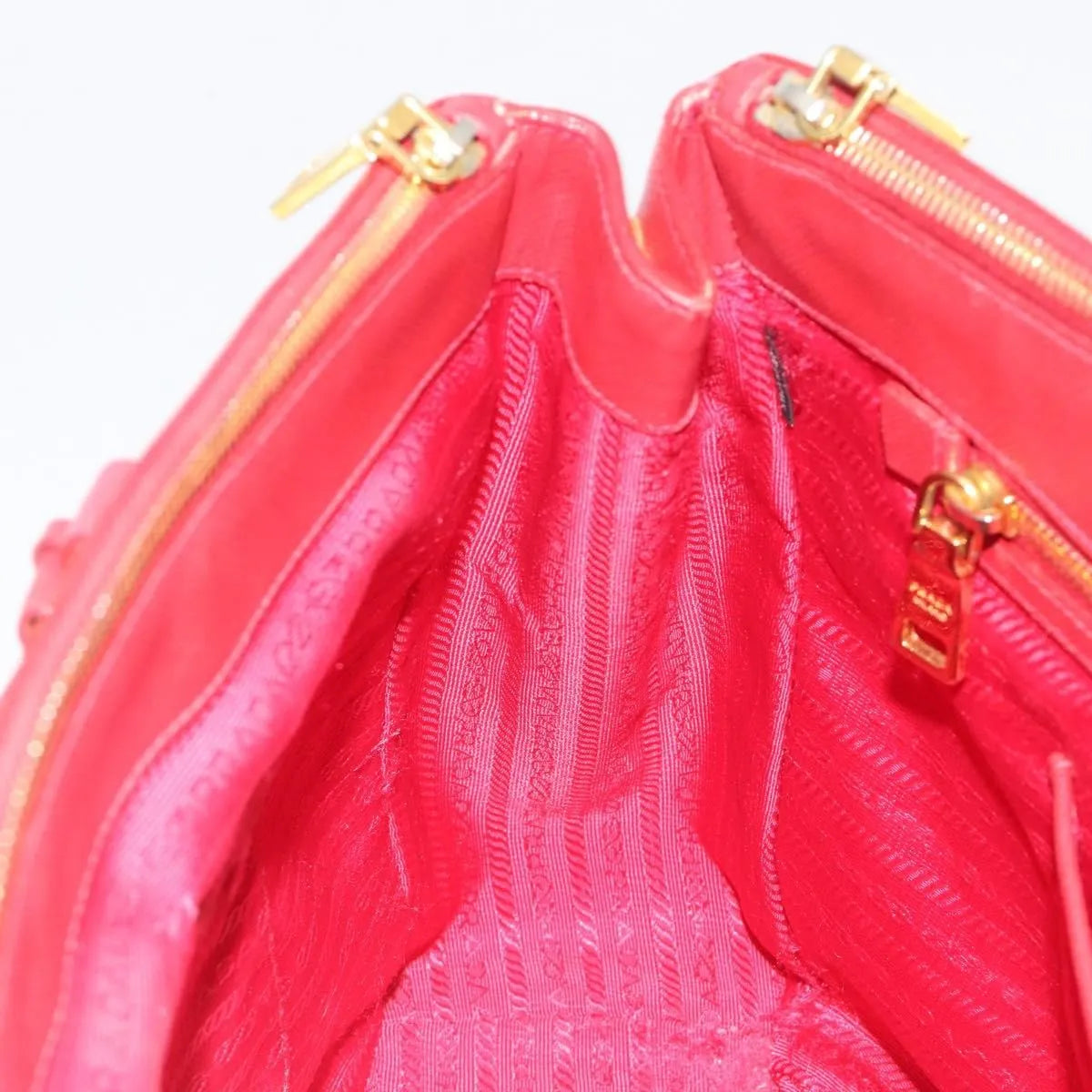 Prada Double Zip Lux Tote Saffiano Leather, Red, Leather, Handbag