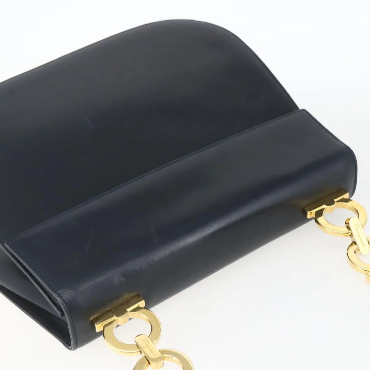 Salvatore Ferragamo Gancini Leather, Navy, Leather, Shoulder Bag