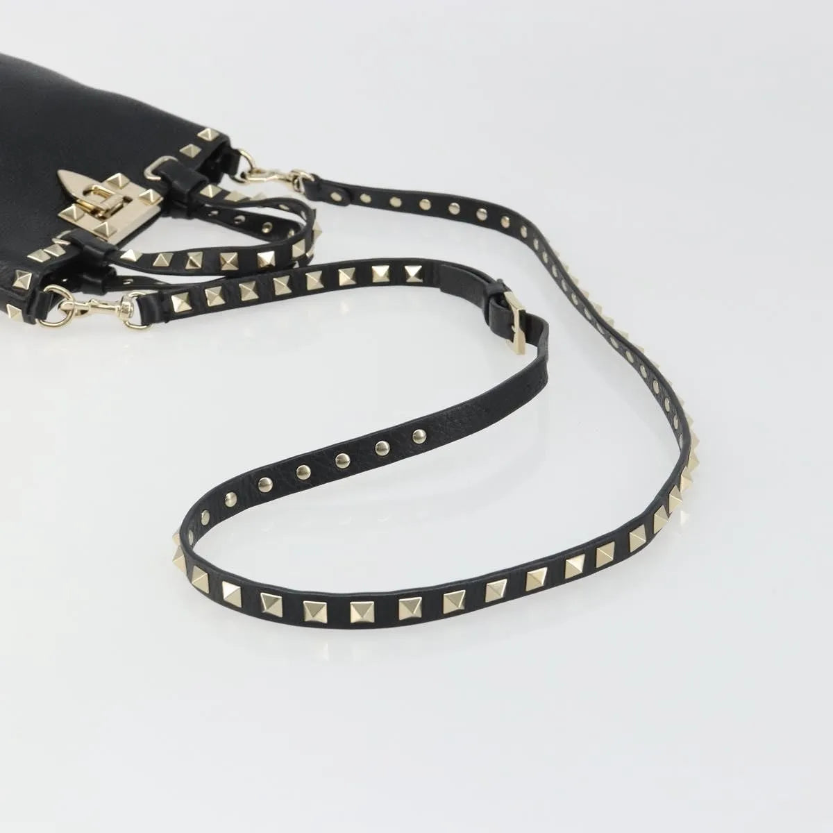 Valentino Garavani Rockstud Leather, Black, Leather, Handbag