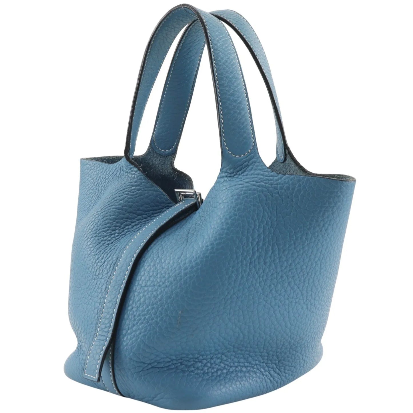 Hermes Picotin Lock Clemence, Blue, Leather, Handbag