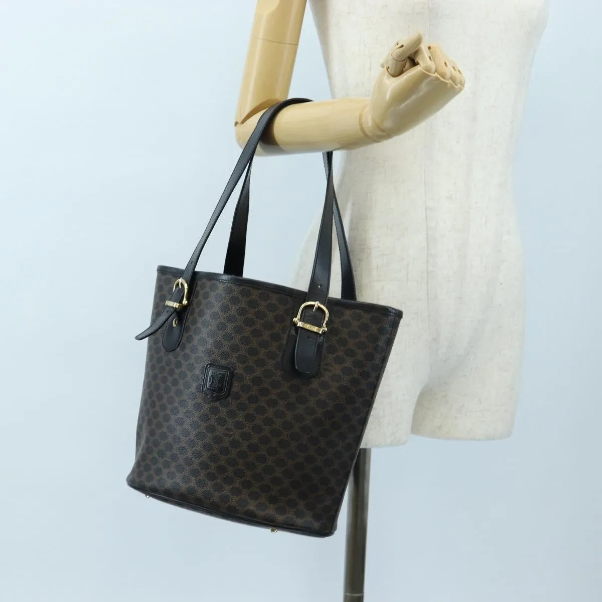 Celine C Macadam Tote PVC leather/ Macadam canvas, Black, PVC, Shoulder Bag