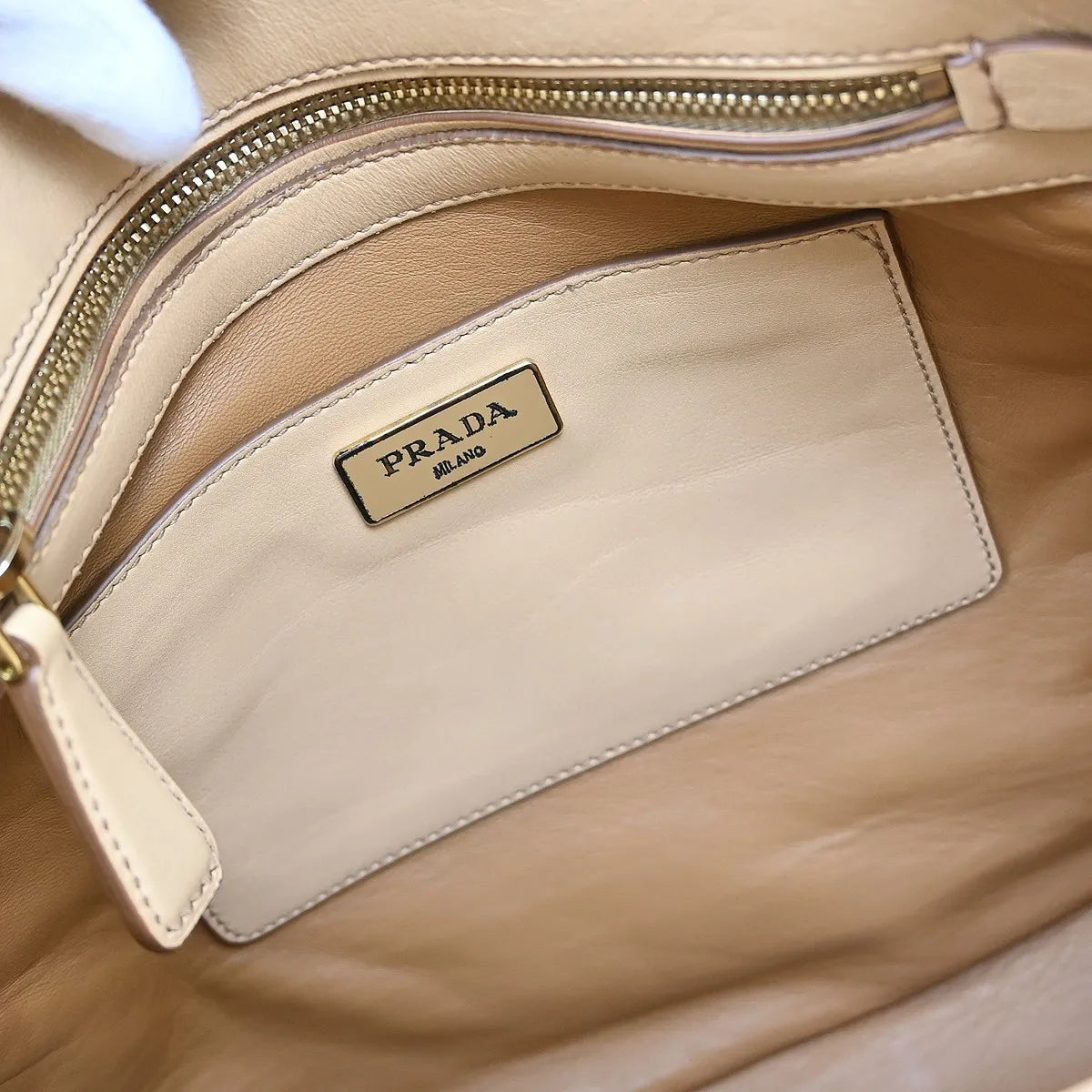 Prada Shopping Tote Cervo Leather, Beige, Leather, Handbag