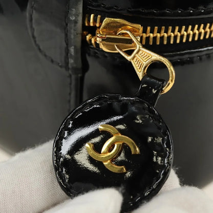 Chanel Vintage Timeless Cosmetic Case Patent, Black, Patent Leather, Handbag