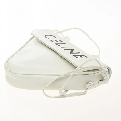 Celine Triangle Leather, White, Leather, Shoulder Bag