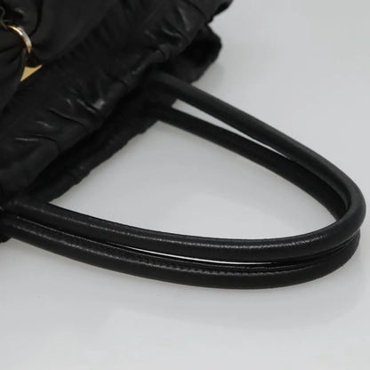 Prada Nappa Gaufre Bow Leather, Black, Leather, Tote Bag