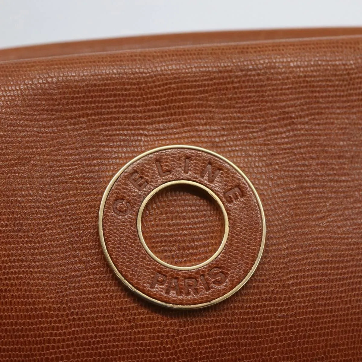 Celine Vintage Circle Logo Leather, Brown, Leather, Shoulder Bag