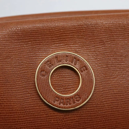 Celine Vintage Circle Logo Leather, Brown, Leather, Shoulder Bag