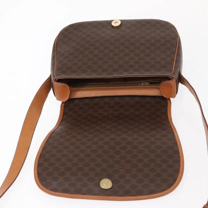Celine Vintage Macadam Canvas, Brown, Canvas, Shoulder Bag