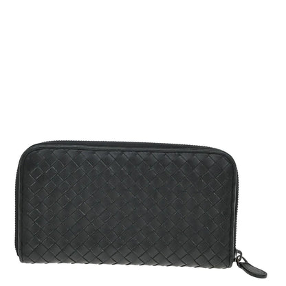 Bottega Veneta Intrecciato Long Zip Leather, Black, Leather, Wallet