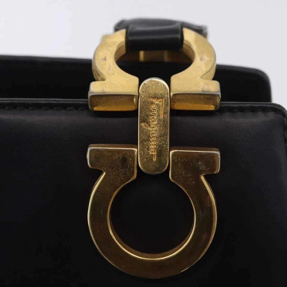 Salvatore Ferragamo Gancini Tote Leather, Black, Leather, Tote Bag