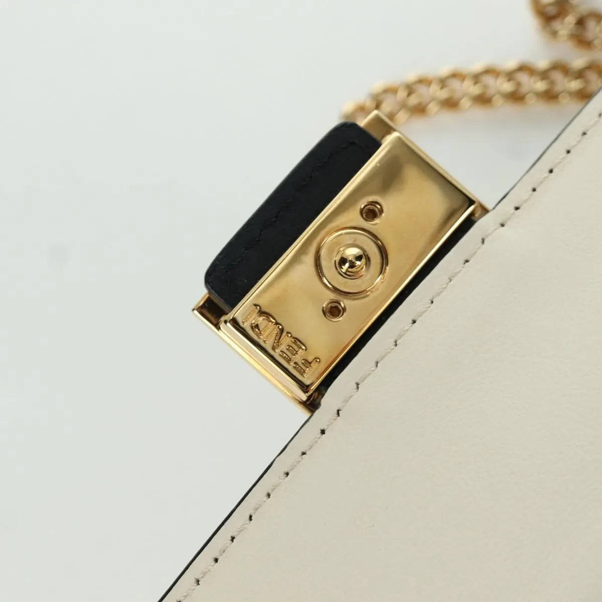 Fendi Easy 2 Baguette Leather, Beige, Leather, Crossbody Bag