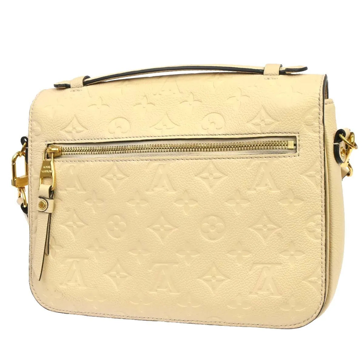 Louis Vuitton Braided Handle Pochette Metis Monogram Empreinte Leather, White, Leather, Handbag