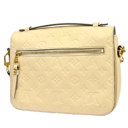 Louis Vuitton Braided Handle Pochette Metis Monogram Empreinte Leather, White, Leather, Handbag