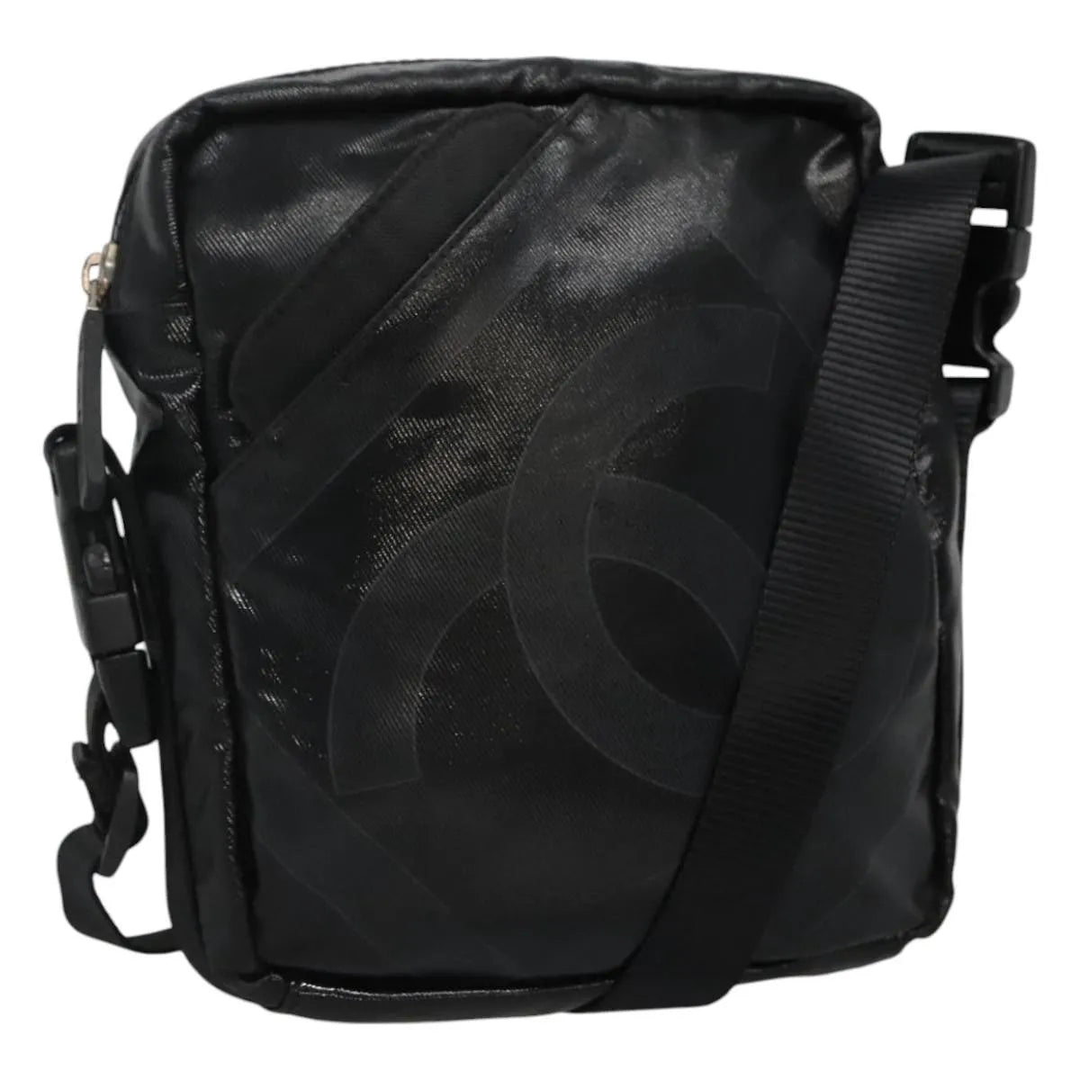 Chanel Sport Line Messenger Coated Canvas, Black, Canvas, Shoulder Bag