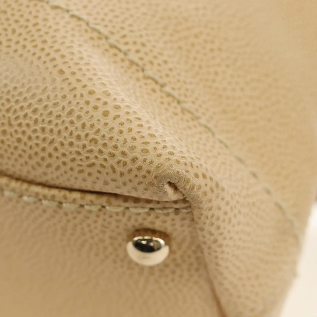 Chanel Vintage CC Resin Chain Caviar, Beige, Leather, Shoulder Bag