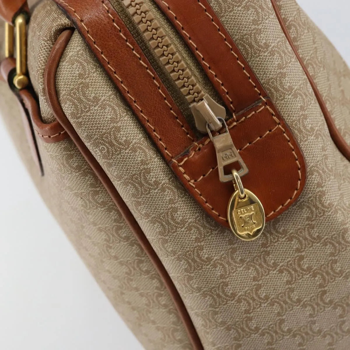 Celine Vintage Macadam Canvas, Beige, Canvas, Handbag