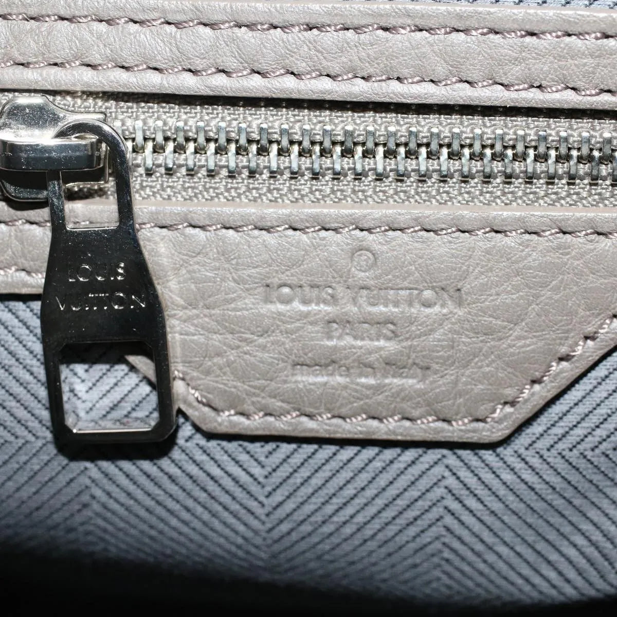 Louis Vuitton Naxos Leather, Gray, Leather, Shoulder Bag