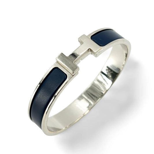 Hermes Clic H Enamel, Navy, Metal, Bracelet