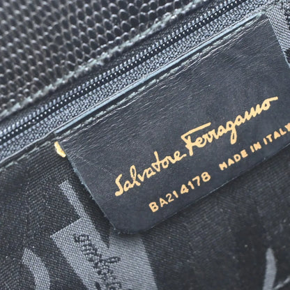 Salvatore Ferragamo Convertible Vara Bow Tote Lizard Embossed Leather, Black, Leather, Handbag