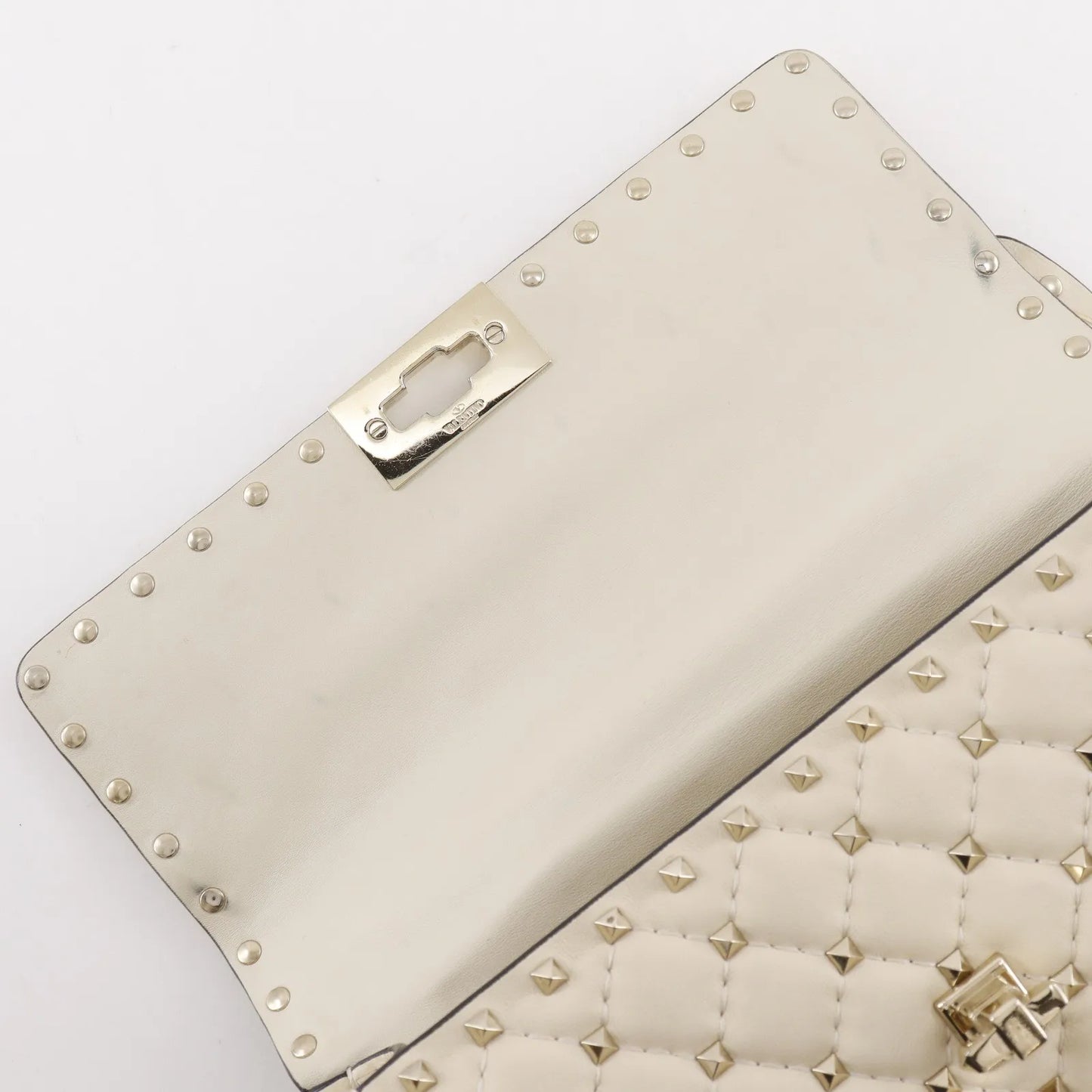 Valentino Garavani Free Rockstud Spike Flap Quilted Leather, White, Leather, Handbag
