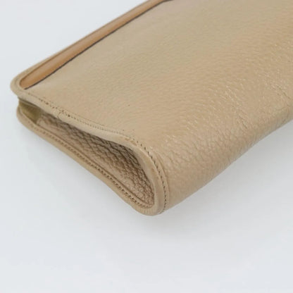 Christian Dior Vintage Zip Pochette Leather, Beige, Leather, Clutch