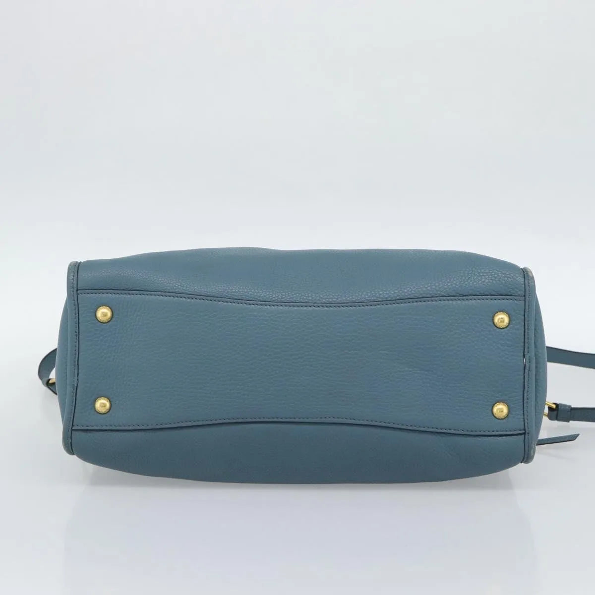 Prada Front Zip Convertible Satchel Vitello Phenix, Blue, Leather, Handbag