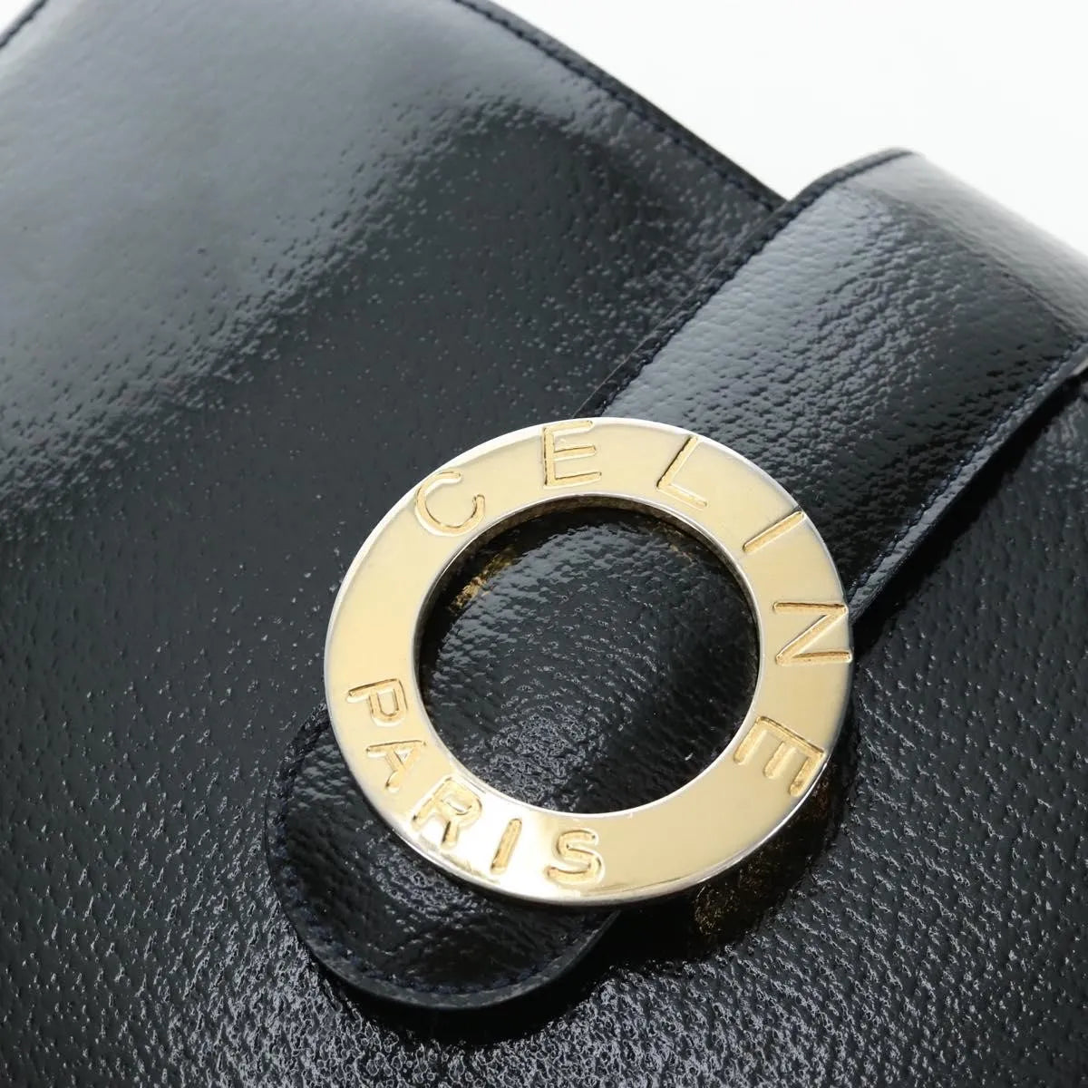 Celine Vintage logo ring shoulder bag Patent Leather, Green, Patent Leather, Shoulder Bag