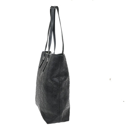 Salvatore Ferragamo Gancini Tote Gancini Canvas, Black, Canvas, Tote Bag