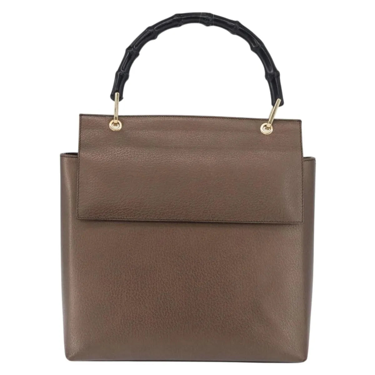 Gucci Vintage Bamboo Handle Leather, Brown, Leather, Handbag