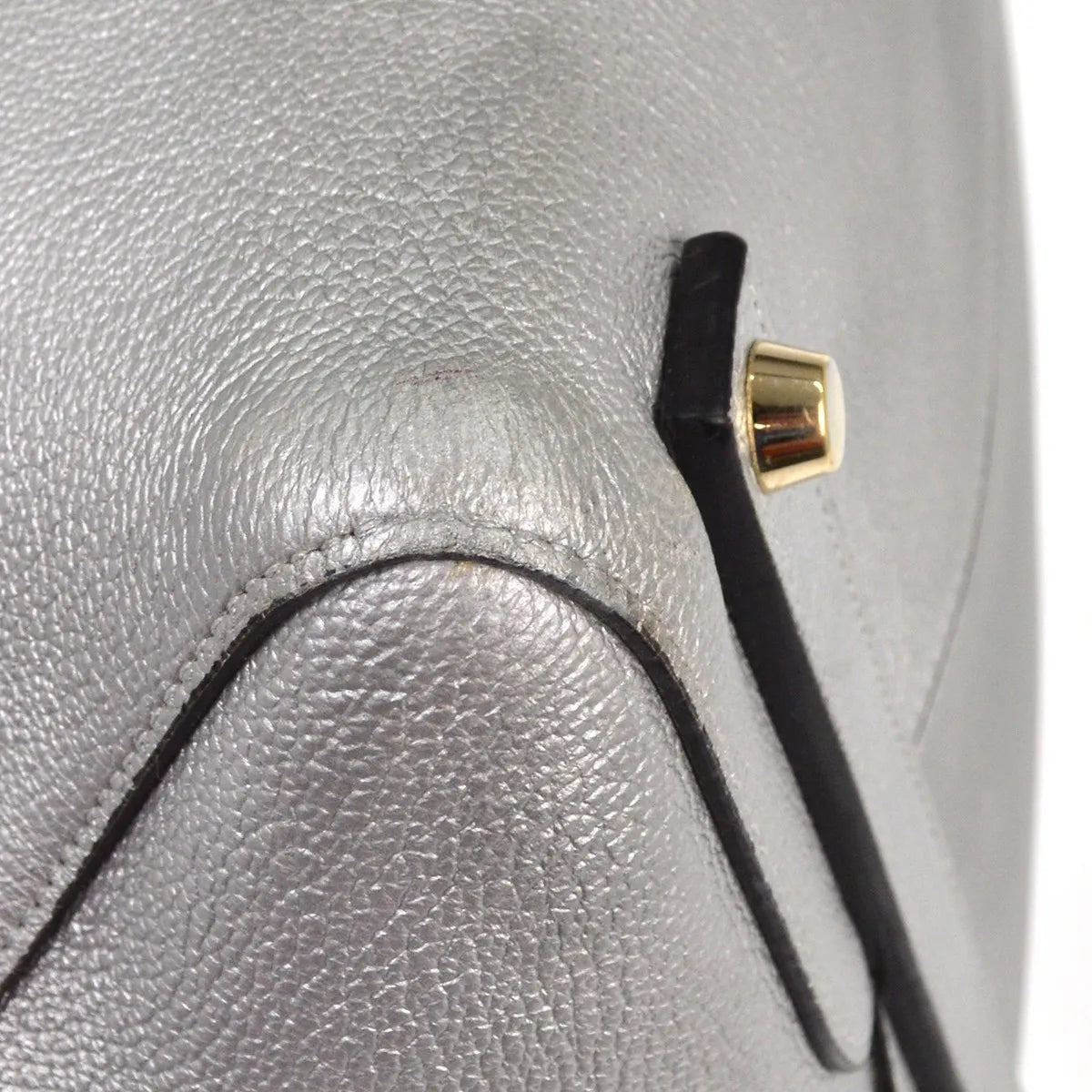 Christian Dior Open Bar Leather, Silver, Leather, Handbag