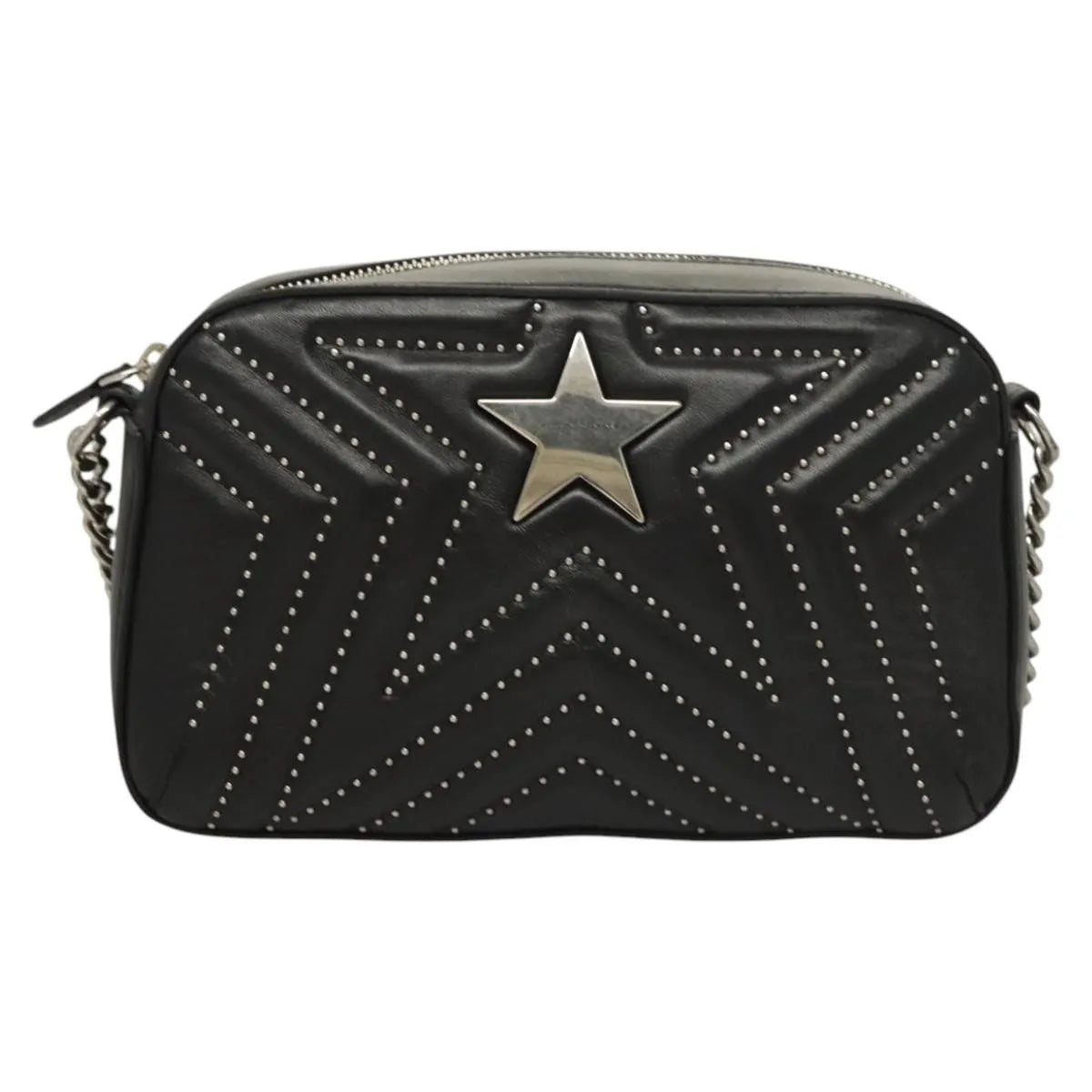 Stella McCartney Stella Star Camera Quilted Faux Leather, Black, Synthetic, Shoulder Bag