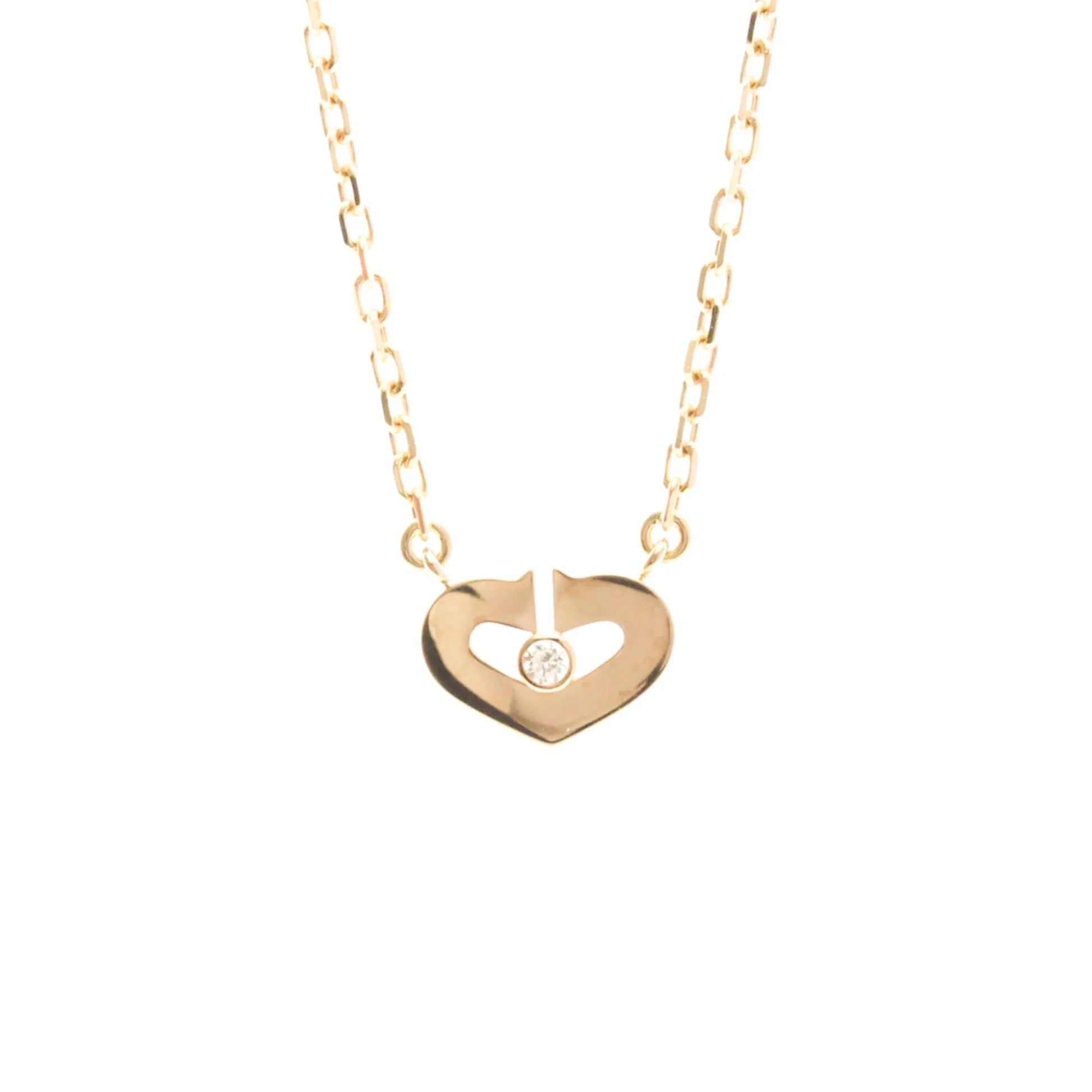 Cartier C Heart de Cartier Pendant 18K Rose Gold with Diamond, Gold, Pink Gold, Necklace
