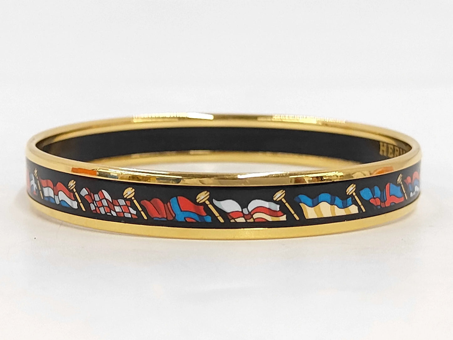 Hermes Uni Bangle Enamel, Multicolour, Metal, Bracelet