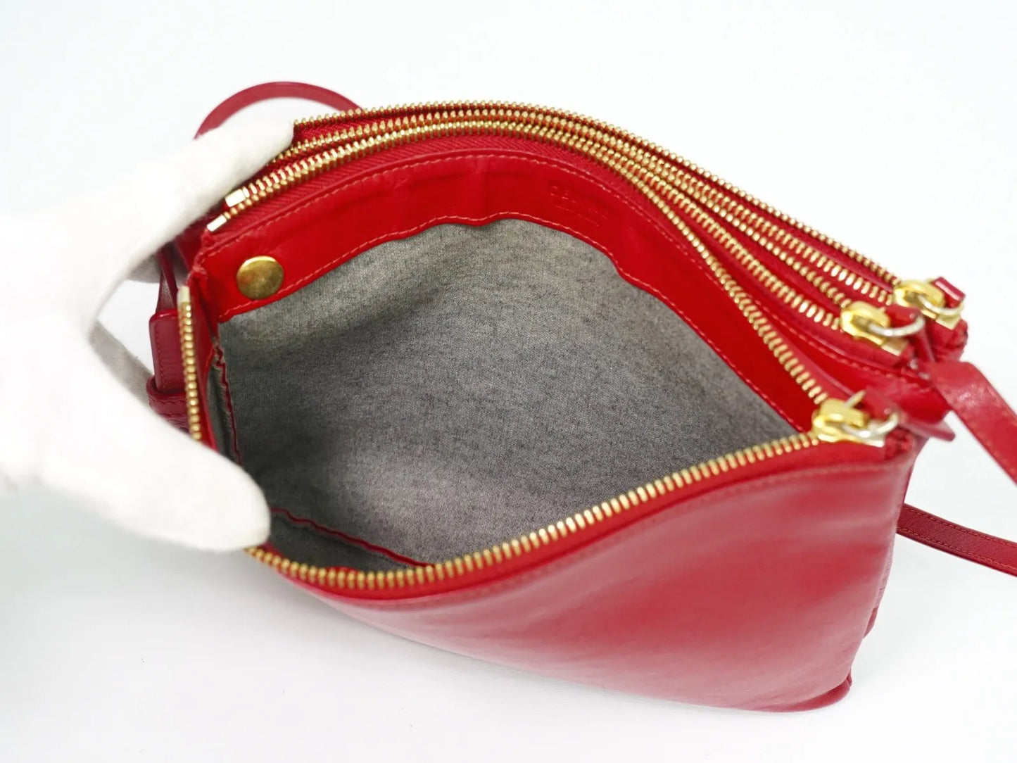 Celine Trio Leather, Red, Leather, Shoulder Bag