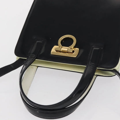 Salvatore Ferragamo Gancini Patent Leather, Black, Patent Leather, Handbag