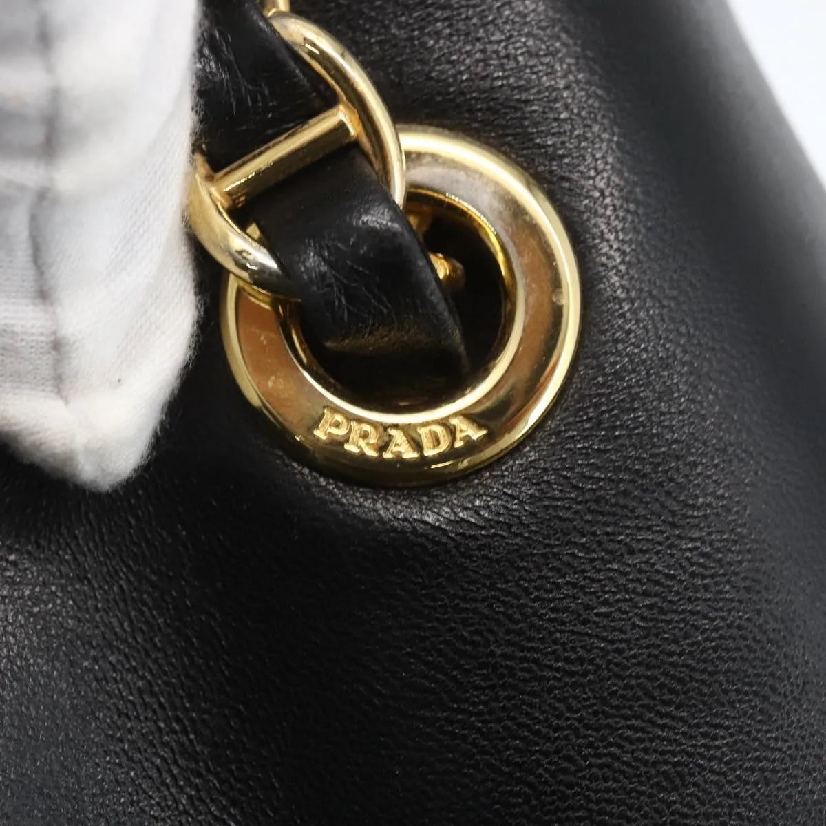 Prada Shoulder Leather, Black, Leather, Shoulder Bag