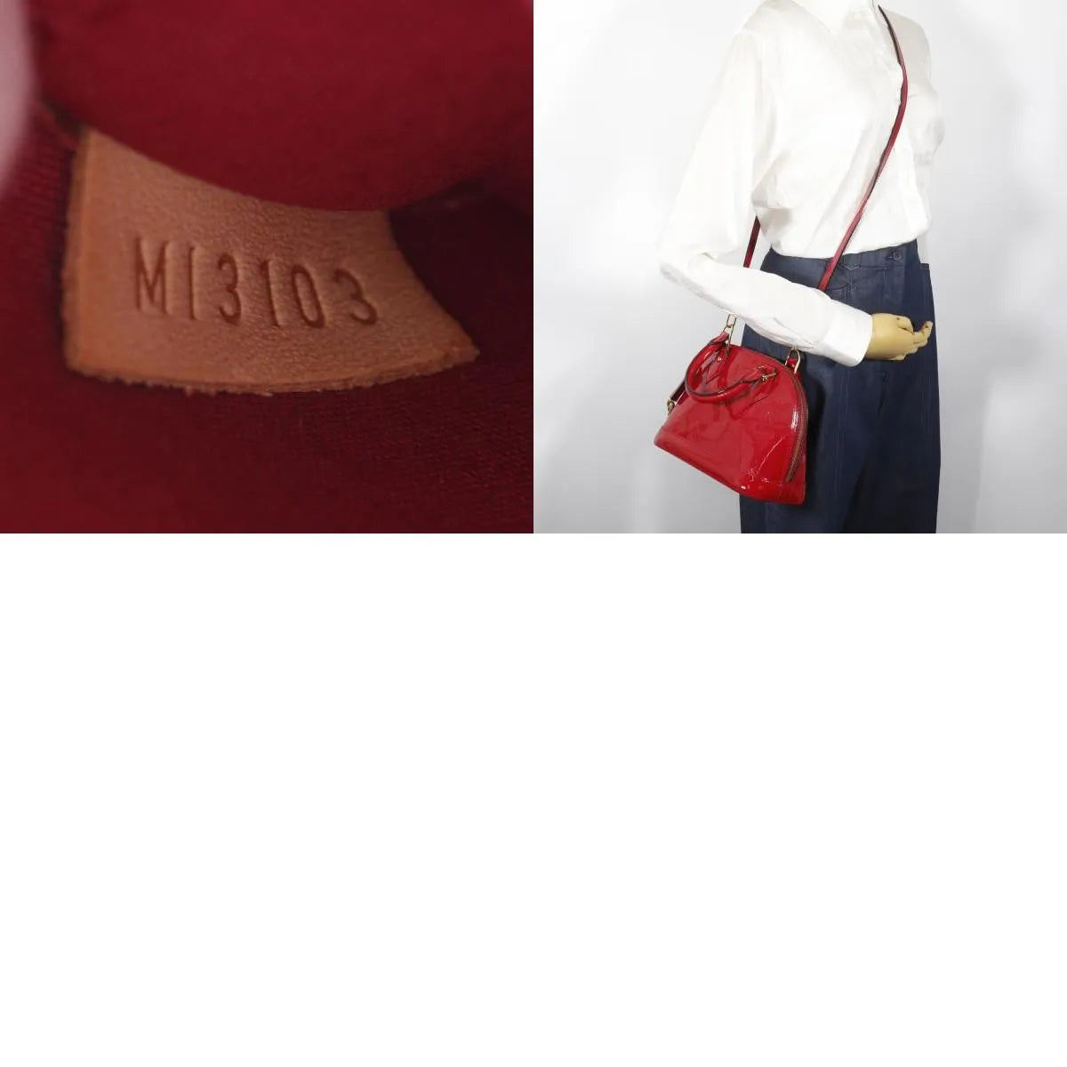 Louis Vuitton Alma Vernis, Red, Patent Leather, Handbag